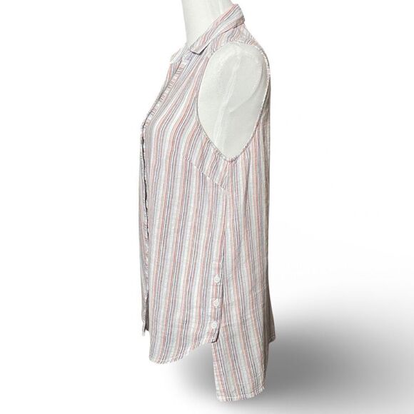 BEACHLUNCHLOUNGE Lightweight, Striped, Sleeveless, Button Down Top, Size S - Picture 4 of 8